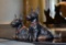 Vintage Cast Iron Terrier Dogs Doorstop