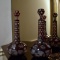 Pair of Antique Matching Dot Optic Ruby Cut To Clear Cut Glass Decanters