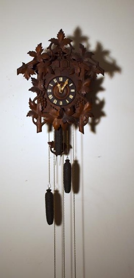 Large 20” H Weight Driven Antique German Black Forest Cuckoo Clock