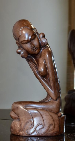 Asian Or African Carved Wood Figurine of Woman