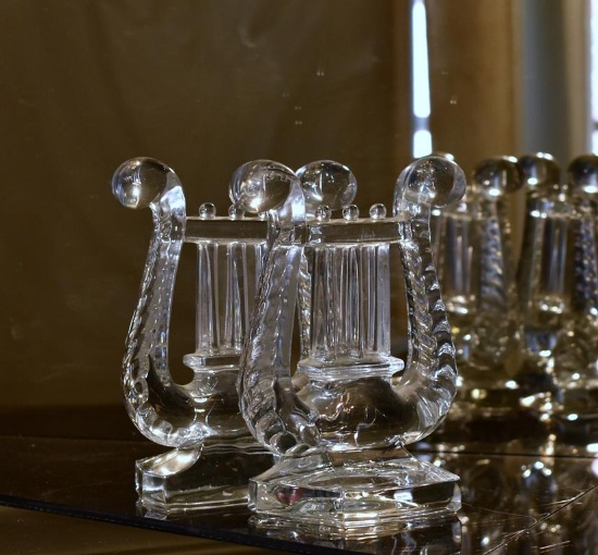 Pair Of Harp Glass Bookends