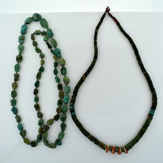 Lot Of Two Vintage Turquoise Stone Necklaces