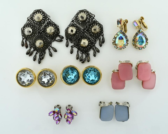 Lot Of Vintage Designer Label Earrings: Hobe, Richelieu, Lisner, Vendome