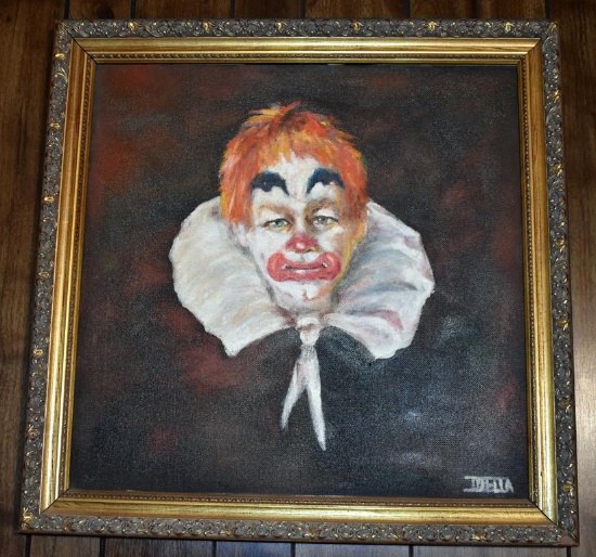 Idella, Clown, Acrylic On Board, Framed