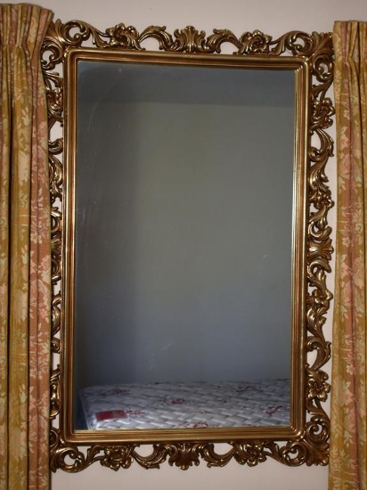 Vintage French Ornate Gilt Wood Frame Wall Mirror