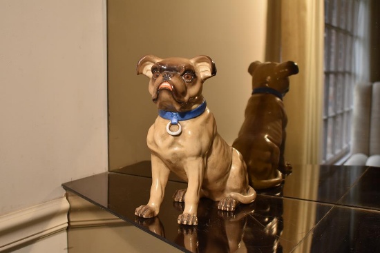 Vintage Ceramic Bulldog Figurine, 10” H