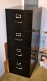 Black Enameled Metal Legal Size 4-Drawer File Cabinet