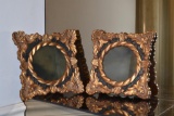 Pair of Black & Gold Wall Accent Mirrors