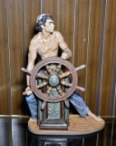 Lladro, Fine Large 21” H Bisque Porcelain Shirtless Sailor Figurine