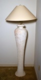 Hollywood Regency White Floor Lamp, Plaster / Stucco Composition