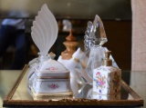 Lot of Perfume Bottles and Mirrored Display Tray