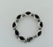 Mexico 925 Sterling Silver & Black Onyx Cabochon Link Bracelet, 7.5 Inches L
