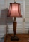 Bronzed Finish Table Lamp w/ Red Shade
