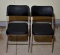 Pair of Samsonite Folding / Game Table Chairs, Black Upholstery