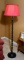 Black Metal Floor Lamp with Red Shade