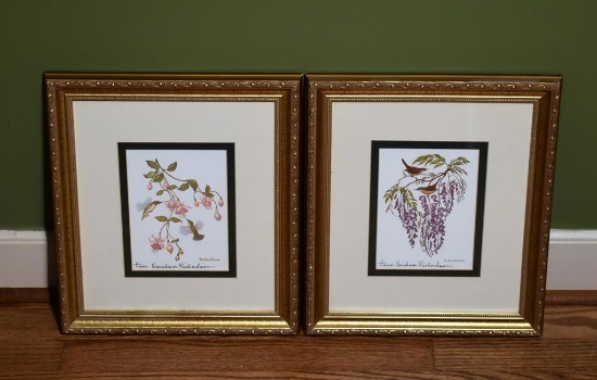 Anne Worsham Richardson (S. Car., 1922-2012) Two Framed Prints: Hummingbirds and Wrens