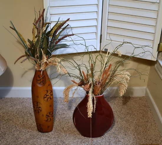 Two Decorative Vases w/ Dried Florals