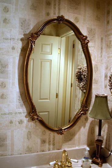 Gilt Wood Frame Oval Mirror