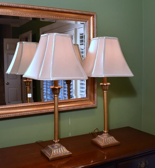 Pair of Gilt Finish Sideboard Lamps