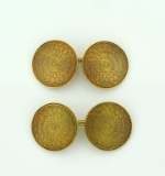 14K Yellow Gold Cuff Links, Each Circle Is 0.5 Inch Diameter, 4.9 G 14K Weight