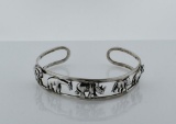 Sterling Silver African Wildlife Cuff Bracelet