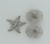 Lot Of Jarin Rhinestone Studded Earrings & A Starfish Rhinestone Studded Pendant