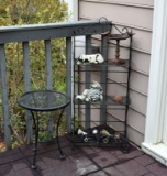 Black Wrought Metal Patio Shelf and Plant Stand