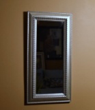 Gilt Silver Wood Frame Accent Wall Mirror