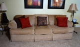 Sofa Express Khaki Plush Sofa w/ Five Pillows