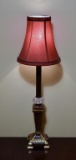 Accent Candlestick Lamp w/ Red Shade