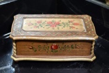 Vintage ANRI Tole Painted Wooden Music Box