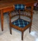 Antique 19th C. English Pub Oak Corner Chair with Lamont Tartan Upholstery