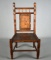 Antique Wooden Doll's Chair w/ Hand Painted Character on Splat, Faux Caned Seat
