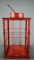 Large Red Decorative Open-Sided Metal Candle Lantern