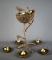 Metal Decorative Bird's Nest Stand with 9 Small Vine Nests with Eggs