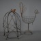 Lot of 2 Contemporary Wire Decorative Items – Dome with Bird and Chicken Basket