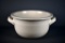 Oversized White Ceramic Bowl with Handles and Crackle Glaze