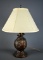 Will Rogers/Wiley Post Metal Globe Lamp with Ivory Shade