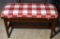 Vintage Piano Bench with Buffalo Check Upholstered Cushion