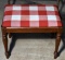 Small Bench with Fluted Legs and Buffalo Check Upholstered Cushion