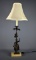 Vintage Figural Metal Buffet Lamp with Marble Base