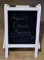 Small Tabletop A-Frame Chalkboard Advertising / Menu Sign, White Wood