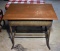 Hardwood Top Occasional Table with Rattan Wicker Base
