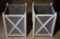 Pair Of Corrugated Metal and Chalk Painted Wood Planters