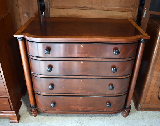 Handsome Biltmore Estate Collection by Craftique Four Drawer Flame Mahogany Bow Front Chest