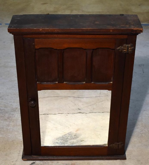 Antique Pine Medicine Cabinet with Mirrored Door