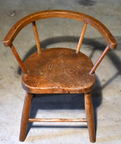 Antique 18th / 19th C. Primitive Oak Child's Country Windsor Chair