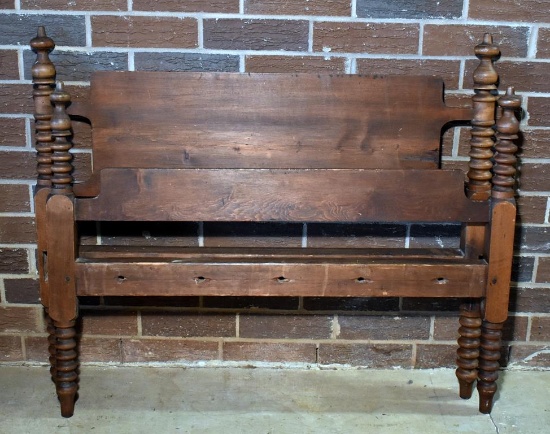 Antique Spool Turned Leg ¾ Size Rope Bed Frame w/ Rails