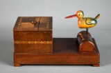 Vintage Toothpick Woodpecker Bird Novelty Dispenser Box w/ Inlay Work