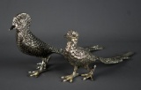 Set of 2 Silver Plate Pheasant Decorative Figures by Andrea by Sadek